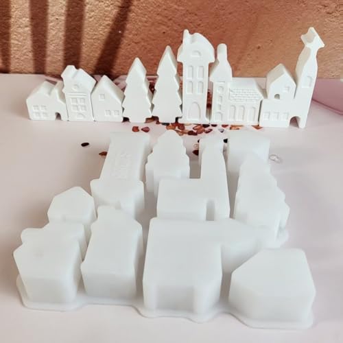 EPODA 8 Stück Silikonform Haus Mini Häuschen mit Baum Gießformen für Gips Weihnachten DIY Deko Giessformen EPODA 8 Stück Silikonform Haus Mini Häuschen mit Baum Gießformen für Gips Weihnachten DIY Deko Giessformen von EPODA