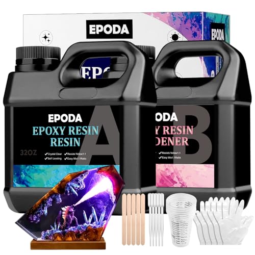 EPODA Epoxidharz Set, 64oz/1.9l Epoxy Resin, Epoxidharz mit Härter, Epoxidharz Set Anfänger - Bonus Messbecher, HolzstäBchen, Handschuhe und Tropfpipette EPODA Epoxidharz Set, 64oz/1.9l Epoxy Resin, Epoxidharz mit Härter, Epoxidharz Set Anfänger - Bonus Messbecher, HolzstäBchen, Handschuhe und Tropfpipette von EPODA