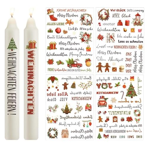 EPODA Kerzentattoos 6PCS Tattoofolie Kerzen Sprüche Glückslicht Kerzentatoofolie Glück Tatoo Folie Kerzenfolien Aufkleber von EPODA