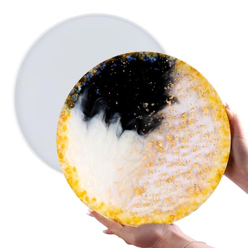 EPODA Runde Silikonform für Epoxidharz - DIY Untersetzer & Teetablett - Resin Gießform Rund - Handgemachte Kunsthandwerk Formen für Untersetzer von EPODA