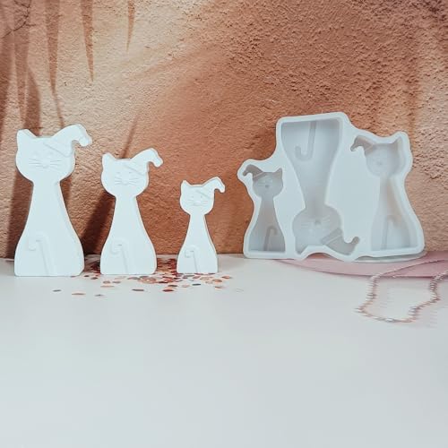 EPODA Silikon Gießformen Weihnachten, 3D Silikonform Katze Silikonform Tiere, Gießformen Katze für Bastelarbeiten, Gips, Kunsthandwerk von EPODA