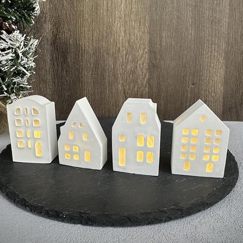 EPODA Silikonform Haus, Silikonformen Gießformen Haus, Silikon Gießform Haus, Mini Haus Giessformen Silikon, Gipsformen zum Gießen, Epoxidharz Formen (Mini Haus 4 Gitter) von EPODA