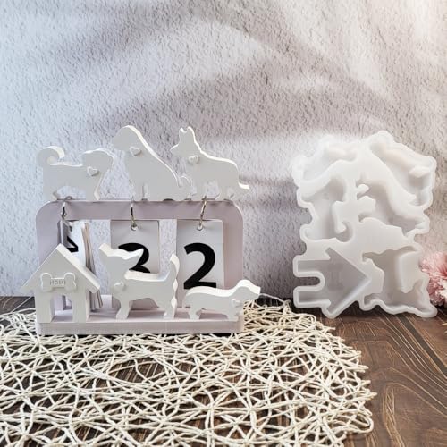 EPODA Silikonform Hund und Haus Gießformen Silikon Gießform Hund Gipsformen Epoxidharz Formen Dekorationen DIY Silikonformen Gießform Haus Hund von EPODA