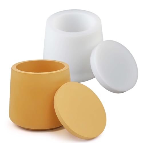 EPODA Silikonform Kerzen, Silikonform Kerzenhalter mit Deckel, GießFormen Silikon Kerzenhalter, Silikonformen für Beton Gips DIY Kerzen von EPODA