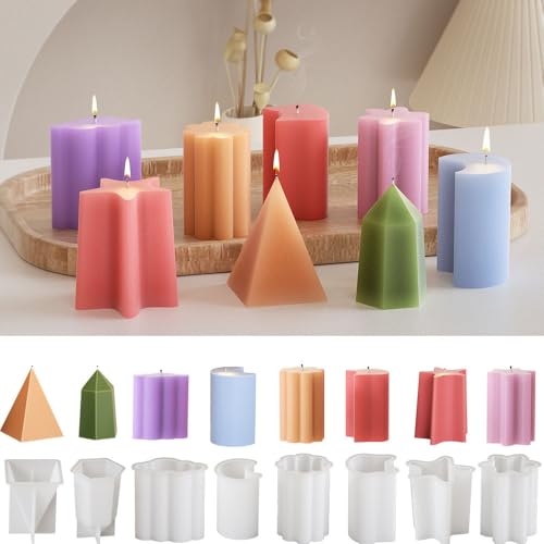 EPODA Silikonform Kerzen Gießformen Geometrie Stumpen DIY Kerzenformen Silikonformen Set Kerzenformen zum Gießen Silikon Gießformen Kerzen von EPODA
