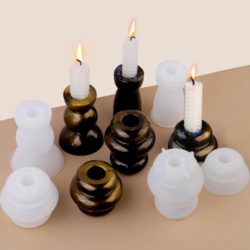 EPODA Silikonform Kerzenhalter 5 Stück, GießForm Kerzenhalter Rund, GießFormen Silikon Kerzenhalter, Silikonformen für Beton von EPODA
