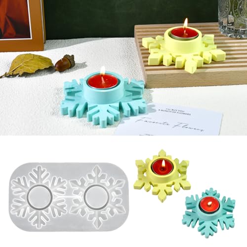 EPODA Silikonform Kerzenhalter Schneeflocken Gießformen Kerzenständer DIY Handwerk Silikonformen Epoxidharz Kerzenformen zum Gießen von EPODA
