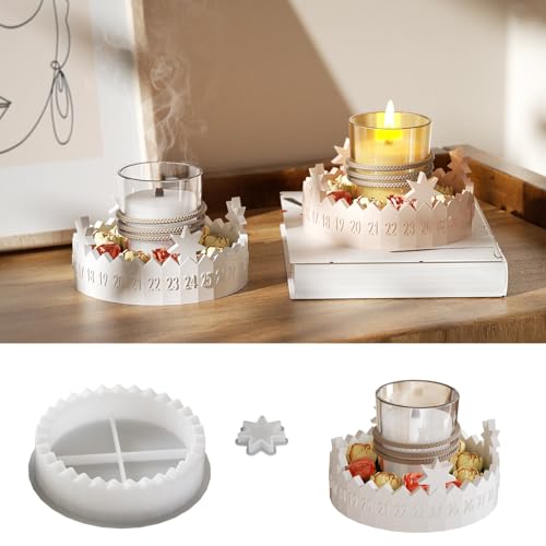 EPODA Silikonform Weihnachten Stern Anhänger Countdown Advent Dekoration Glücksstern Kerzenhalter Gießform Zahlen DIY Gips Kerzen Weihnachtsdekoration von EPODA