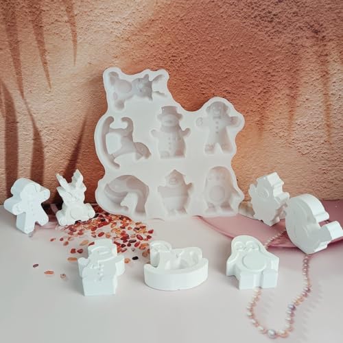 EPODA Silikonformen Giessformen, 7 Stück Silikonform Weihnachten - Wiederverwendbare Weihnachtsbaum Gießformen Silikon Aus Hochwertigem Silikon von EPODA