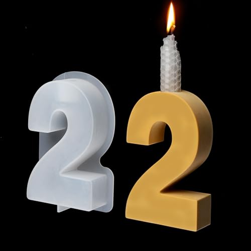 EPODA Silikonformen Gießformen Kerzenhalter, 0-9 Zahlen Kerzenhalter Form, DIY Silikonform Zahlen Kerzenhalter, Gießformen für Beton (Zahlen 2) von EPODA