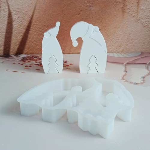 EPODA Silikonformen Gießformen Weihnachten, 3D Wichtel Silikonform Weihnachten Weihnachtsmann Gips zum Gießen von EPODA