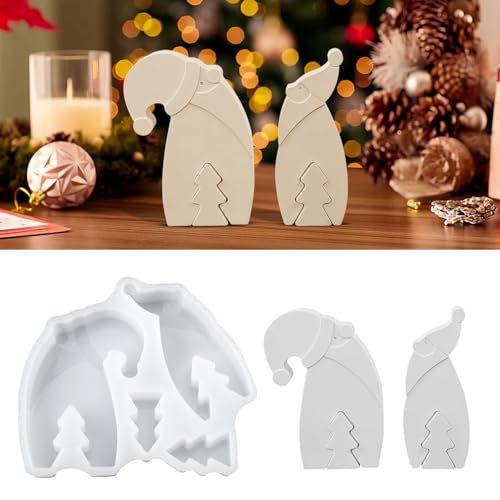 EPODA Silikonformen Gießformen Weihnachten, 3D Wichtel Silikonform Weihnachten Weihnachtsmann Gips zum Gießen von EPODA