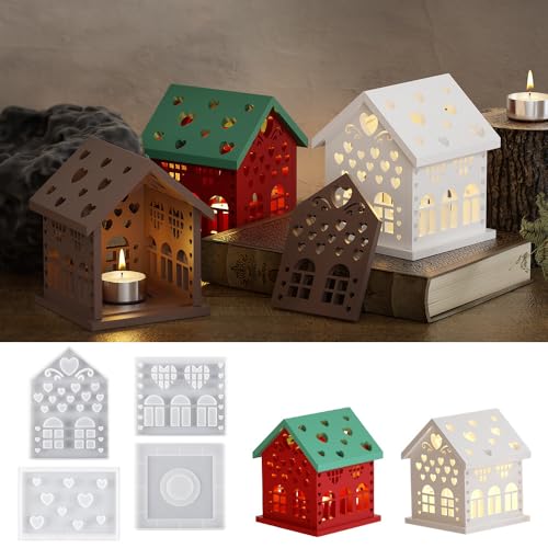 Gießformen Silikon Häuser 3D Silikonform Haus Kerzenhalter Weihnachten Gips Gießen Giessformen Beton von EPODA