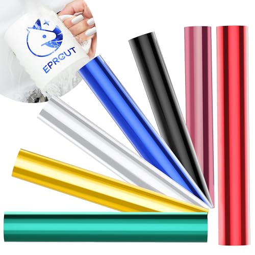 EPRCUT Vinylfolie Plotter 7 Stück, Selbstklebend Plotterfolie Vinyl Folie für Cricut, 7 Farben Holographisches Metallic Vinylfolie für Silhouette Cameo, Dauerhaften Aufklebern, DIY, 30,5 x 30,5 cm von EPRCUT