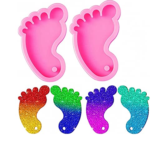 3D-Fondantform für Babyfuß, Fußform, Silikonform, Halskette, Schmuck, Epoxidharz, Füße, Schlüsselanhänger, Silikonformen für DIY, Schlüssel, Rucksack, Dekoration, Rosa, 2 Stück 3D-Fondantform für Babyfuß, Fußform, Silikonform, Halskette, Schmuck, Epoxidharz, Füße, Schlüsselanhänger, Silikonformen für DIY, Schlüssel, Rucksack, Dekoration, Rosa, 2 Stück von EPRHY