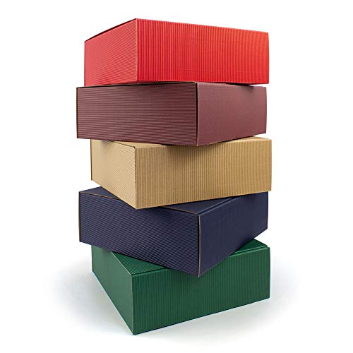 Geschenkkarton quadratisch, 300 x 300 x 110 mm, 10 Stück, 5 Farben von EPVerpackungen