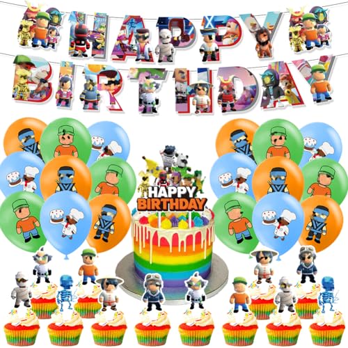 34pcs Stumble Geburtstagsdeko, Stumble Geburtstag Party Deko, Spiel Party-Dekorationen, Luftballon-Dekoration für Kinder, Birthday Party Dekoration umfasst Ballons Banner, Kuchendekorationen 34pcs Stumble Geburtstagsdeko, Stumble Geburtstag Party Deko, Spiel Party-Dekorationen, Luftballon-Dekoration für Kinder, Birthday Party Dekoration umfasst Ballons Banner, Kuchendekorationen von EPXOIQC