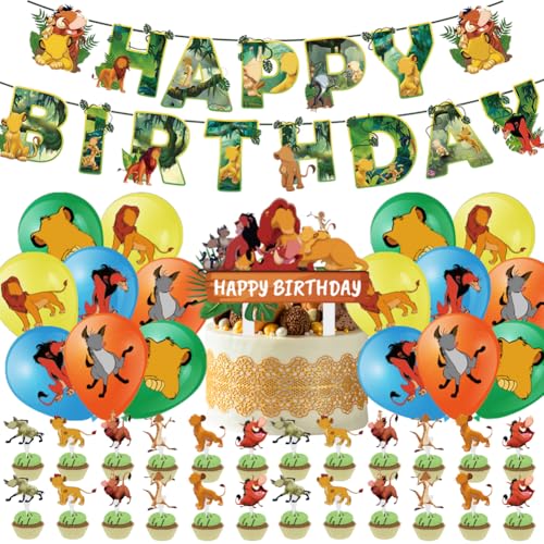 36pcs Lion Geburtstag Dekoration Set, Lion Party Dekoration, Ballon Geburtstag Banner Tortendekoration, Geburtstage Partys Supplies Schmücken 36pcs Lion Geburtstag Dekoration Set, Lion Party Dekoration, Ballon Geburtstag Banner Tortendekoration, Geburtstage Partys Supplies Schmücken von EPXOIQC