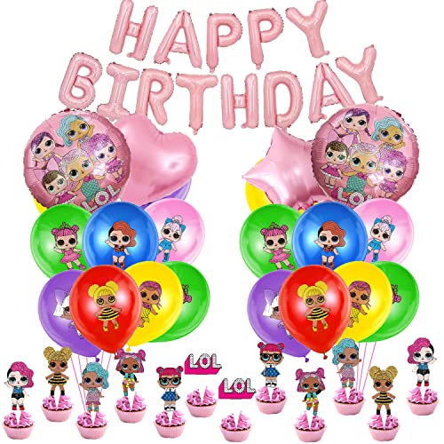 48 Pcs alt Geburtstag Deko,Luftballons Deko,Cupcake Topper,Party Dekorationen,Tortendeko,Geburtstag Banner,alt Mädchen Kinder Party Dekoration von EQCSYDM