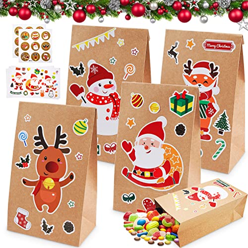 EQCSYDM Papiertüten Weihnachten 12 Stück,Geschenktüten Weihnachten Papier，Papiertüten Weihnachten，Geschenktüten Kraftpapier，Papiertüten Kindergeburtstag Geschenkverpackung von EQCSYDM