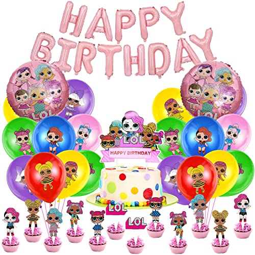 Geburtstag Decorations 47 Pcs,Surprise Geburtstag Luftballons,Geburtstag Banner,Cupcake Topper,Geburtstag Party Decoration,Tortendeko,Theme Party,Kinder Geburtstag von EQCSYDM