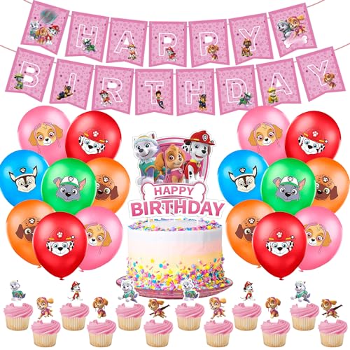 Geburtstag Dekoration 46 Pcs,Luftballons,Geburtstag Banner,Cupcake Topper,Geburtstag Tortendeko,Theme Party Dekoration von EQCSYDM