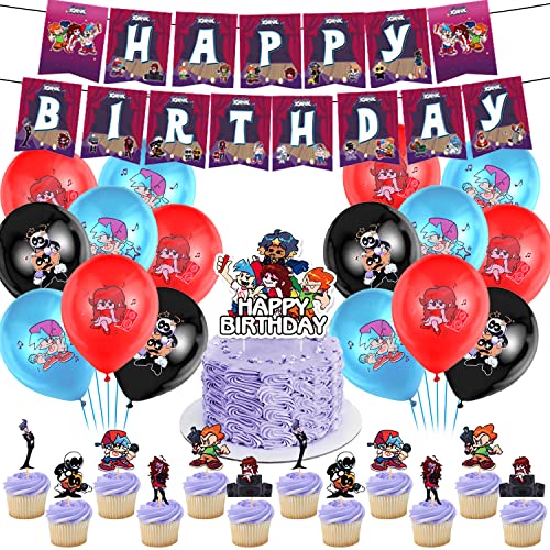 Geburtstags Deko 50 Stück,Latexballon,Geburtstag Banner,Luftballon Dekoration,Cupcake Toppers,Kinder Party Dekoration von EQCSYDM