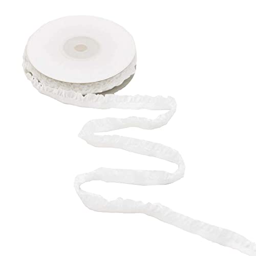 Spitzenband, dekoratives Spitzenband, 10 Yards x 1,0 cm elastischer Spitzenbesatz aus Stoff, einzelne Rüschenspitze, einseitig gerüschtes Chiffonband, for Selbernähen(Green) von EQEQE