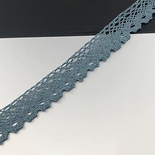 Spitzenband, dekoratives Spitzenband, 10 Yards × 3 cm Spitzenband, Vintage Spitzenbesatz, Baumwoll-Dekoband, Spitzenstoff, Spitzenbesatz(Blue/Grey,50 yards) von EQEQE