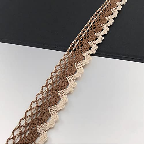 Spitzenband, dekoratives Spitzenband, 10 Yards × 3 cm Spitzenband, Vintage Spitzenbesatz, Baumwoll-Dekoband, Spitzenstoff, Spitzenbesatz(Coffee,50 yards) von EQEQE