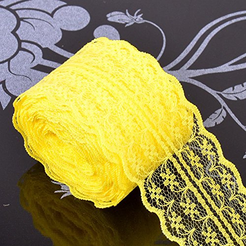 Spitzenband,Deko Spitzenband,10m Spitzenborte Stoff Spitzenband Spitzenbordüre Geschenkband Dekoband Spitzenbesatz Verpackung(Yellow,20 metres) von EQEQE
