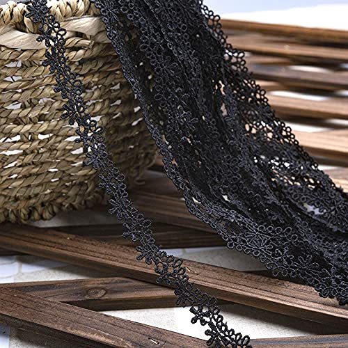 Spitzenband,Deko Spitzenband,15 Yard Vintage Spitzenband Weiß Dekoband Spitzenstoff Spitzenbesatz Häkeln Scrapbooking 1,5 cm(D Black) von EQEQE