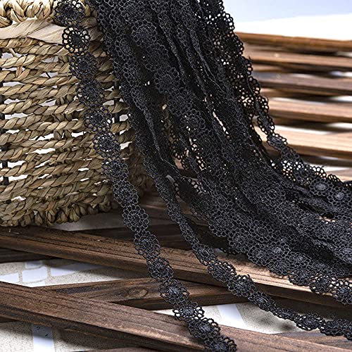Spitzenband,Deko Spitzenband,15 Yard Vintage Spitzenband Weiß Dekoband Spitzenstoff Spitzenbesatz Häkeln Scrapbooking 1,5 cm(E Black) von EQEQE