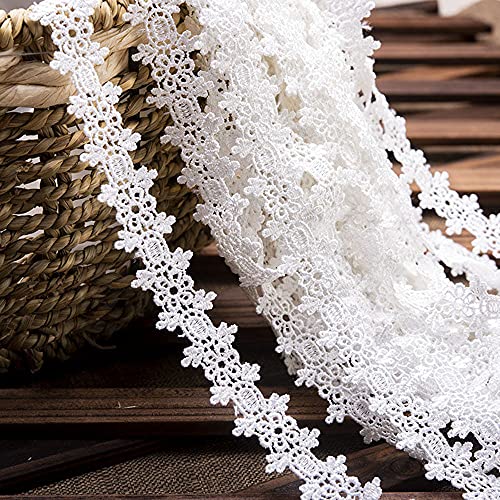 Spitzenband,Deko Spitzenband,15 Yard Vintage Spitzenband Weiß Dekoband Spitzenstoff Spitzenbesatz Häkeln Scrapbooking 1,5 cm(G White) von EQEQE