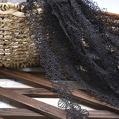 Spitzenband,Deko Spitzenband,15 Yard Vintage Spitzenband Weiß Dekoband Spitzenstoff Spitzenbesatz Häkeln Scrapbooking 1,5 cm(J Black) von EQEQE