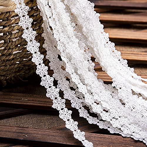 Spitzenband,Deko Spitzenband,15 Yard Vintage Spitzenband Weiß Dekoband Spitzenstoff Spitzenbesatz Häkeln Scrapbooking 1,5 cm(K White) von EQEQE