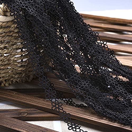 Spitzenband,Deko Spitzenband,15 Yard Vintage Spitzenband Weiß Dekoband Spitzenstoff Spitzenbesatz Häkeln Scrapbooking 1,5 cm(L Black) von EQEQE