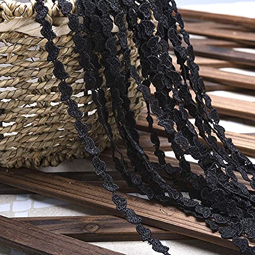 Spitzenband,Deko Spitzenband,15 Yard Vintage Spitzenband Weiß Dekoband Spitzenstoff Spitzenbesatz Häkeln Scrapbooking 1,5 cm(O Black) von EQEQE
