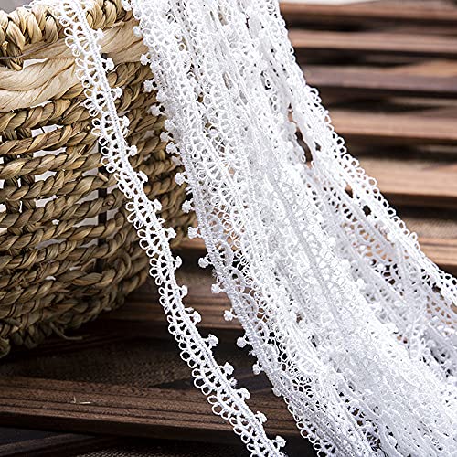 Spitzenband,Deko Spitzenband,15 Yard Vintage Spitzenband Weiß Dekoband Spitzenstoff Spitzenbesatz Häkeln Scrapbooking 1,5 cm(Style A: White) von EQEQE
