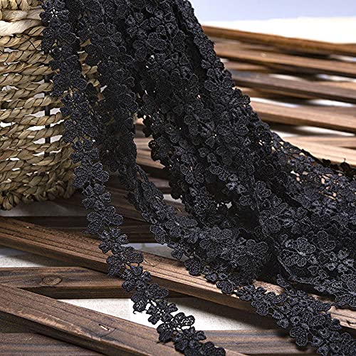 Spitzenband,Deko Spitzenband,15 Yard Vintage Spitzenband Weiß Dekoband Spitzenstoff Spitzenbesatz Häkeln Scrapbooking 1,5 cm(Style F: Black) von EQEQE