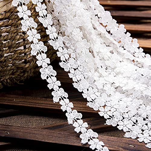 Spitzenband,Deko Spitzenband,15 Yard Vintage Spitzenband Weiß Dekoband Spitzenstoff Spitzenbesatz Häkeln Scrapbooking 1,5 cm(Style F: White) von EQEQE