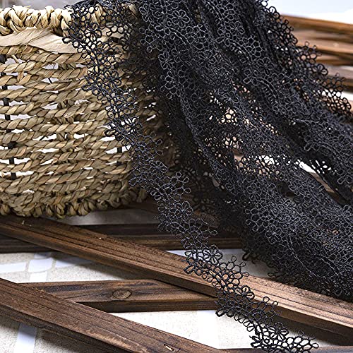 Spitzenband,Deko Spitzenband,15 Yard Vintage Spitzenband Weiß Dekoband Spitzenstoff Spitzenbesatz Häkeln Scrapbooking 1,5 cm(Style I: Black) von EQEQE