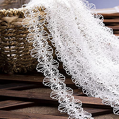 Spitzenband,Deko Spitzenband,15 Yard Vintage Spitzenband Weiß Dekoband Spitzenstoff Spitzenbesatz Häkeln Scrapbooking 1,5 cm(Style J: White) von EQEQE