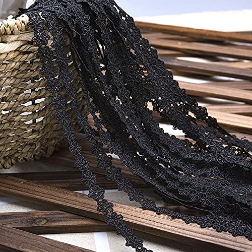 Spitzenband,Deko Spitzenband,15 Yard Vintage Spitzenband Weiß Dekoband Spitzenstoff Spitzenbesatz Häkeln Scrapbooking 1,5 cm(Style K: Black) von EQEQE