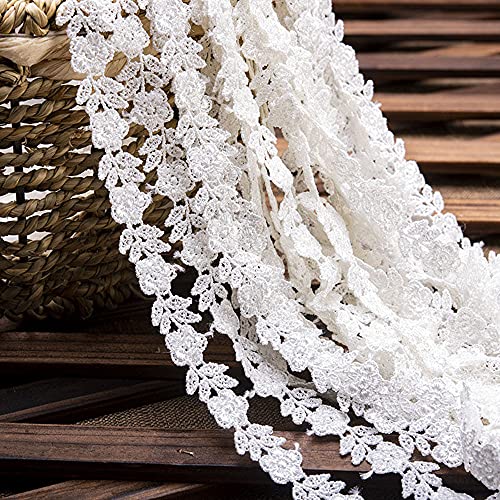 Spitzenband,Deko Spitzenband,15 Yard Vintage Spitzenband Weiß Dekoband Spitzenstoff Spitzenbesatz Häkeln Scrapbooking 1,5 cm(Style N:White) von EQEQE