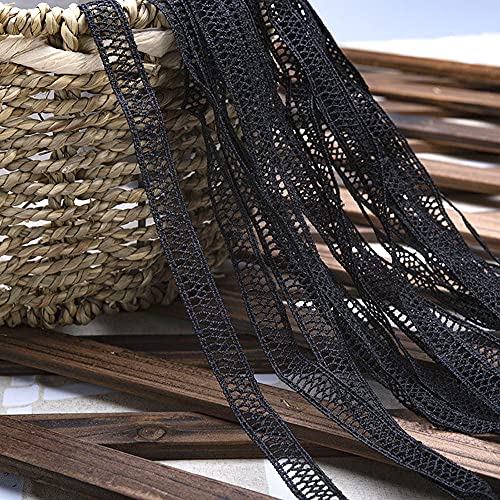 Spitzenband,Deko Spitzenband,15 Yard Vintage Spitzenband Weiß Dekoband Spitzenstoff Spitzenbesatz Häkeln Scrapbooking 1,5 cm(Style P: Black) von EQEQE