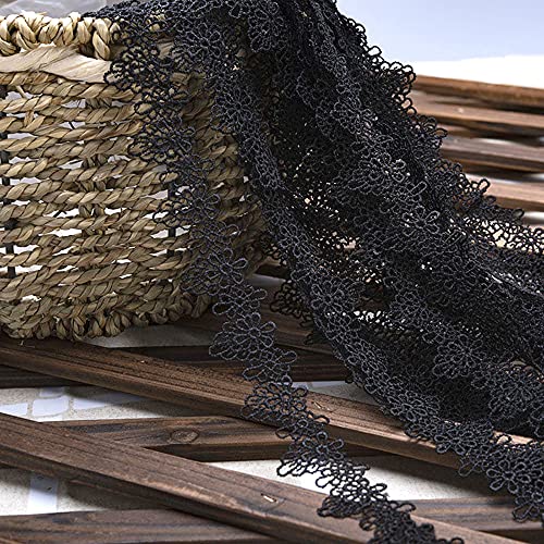 Spitzenband,Deko Spitzenband,15 Yard Vintage Spitzenband Weiß Dekoband Spitzenstoff Spitzenbesatz Häkeln Scrapbooking 1,5 cm(Style R: Black) von EQEQE