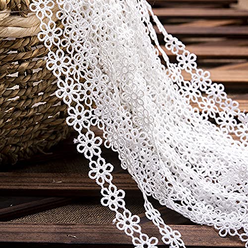 Spitzenband,Deko Spitzenband,15 Yard Vintage Spitzenband Weiß Dekoband Spitzenstoff Spitzenbesatz Häkeln Scrapbooking 1,5 cm(White) von EQEQE