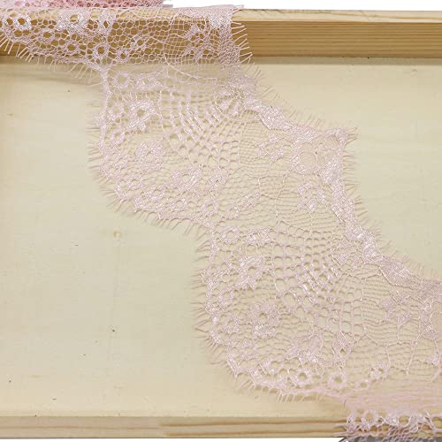 Spitzenband,Deko-Spitzenband,3 Yards 9,5 cm Elastizität Spitzenband Vintage Spitzenbesatz Spitzenbordüre Dekoband Spitzenstoff Spitzenbesatz(Pink,1 item) von EQEQE