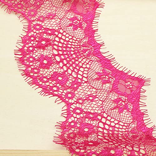 Spitzenband,Deko-Spitzenband,3 Yards 9,5 cm Elastizität Spitzenband Vintage Spitzenbesatz Spitzenbordüre Dekoband Spitzenstoff Spitzenbesatz(Pink red,1 item) von EQEQE